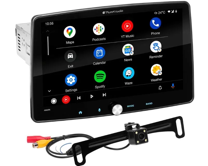 Planet Audio Single Din 10.1" Apple Car Play Android Auto Bluetooth Back Up Camera - P100CPAC