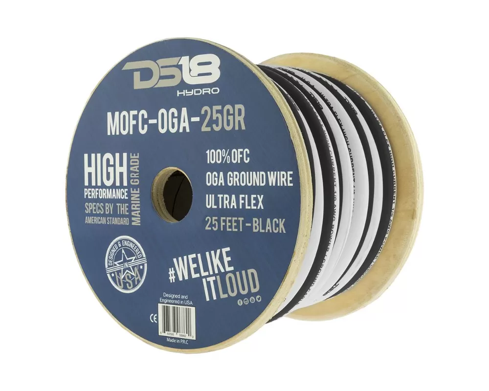 DS18 0-GA 25 Feet HYDRO Marine Tinned Grade OFC Ground Wire - MOFC0GA25G