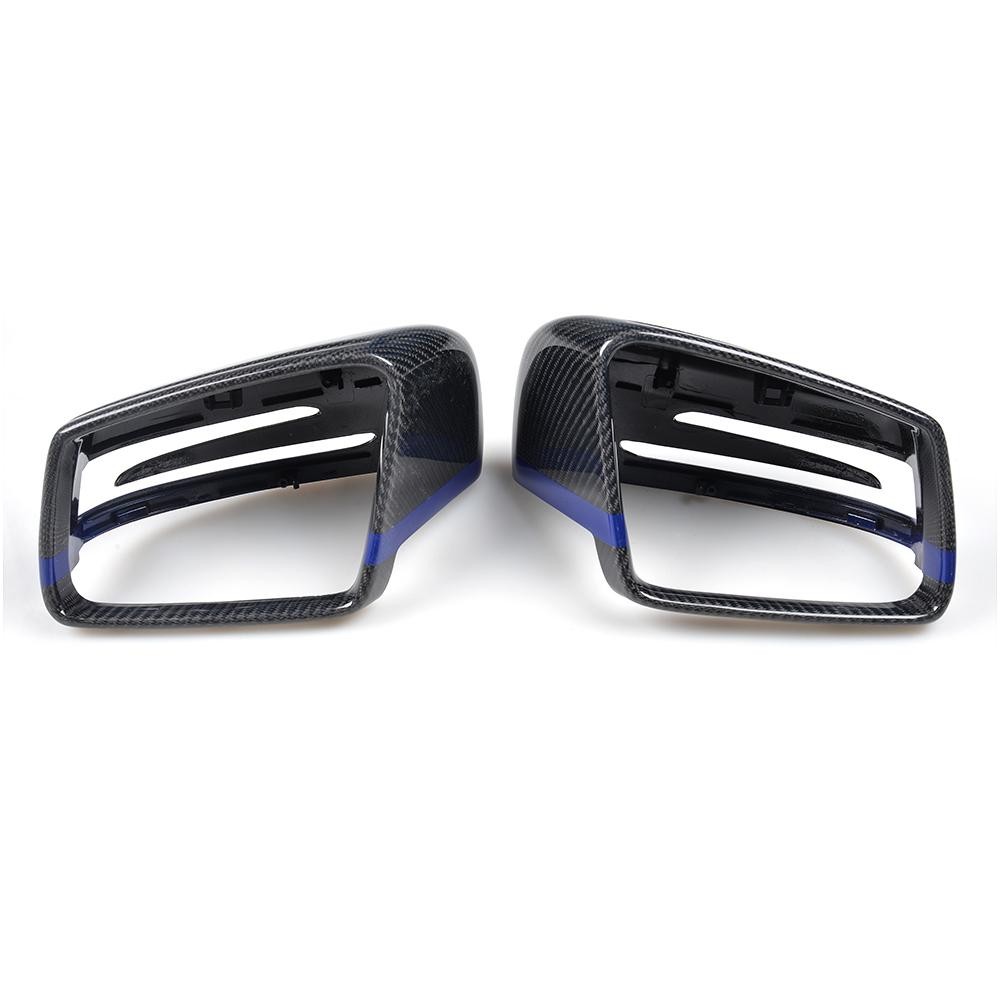 VR Aero Carbon Fiber Mirror Cap with Blue Trim Mercedes W204 W212 W218 W176 W207 - VR-BENZ-614