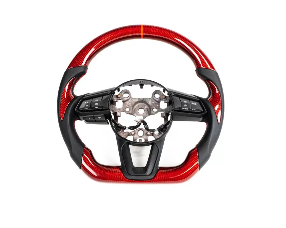 Mazda 3 | 6 | CX-3 | CX-5 | CX-9 OEM Upgraded Steering Wheel 2017-2021 Red Carbon Fiber Smooth Leather Grips - VR-MAZ-35-1719-STR-WHL-RDCARB