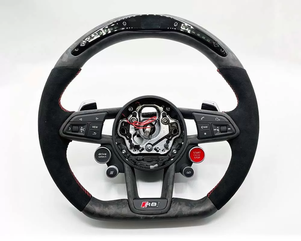 Audi R8 Coupe | Spyder | V10 Plus OEM Upgraded Steering Wheel 2016-2022 Matte Carbon Fiber - VR-AUDI-R8-1620-STRWHL-MCLED