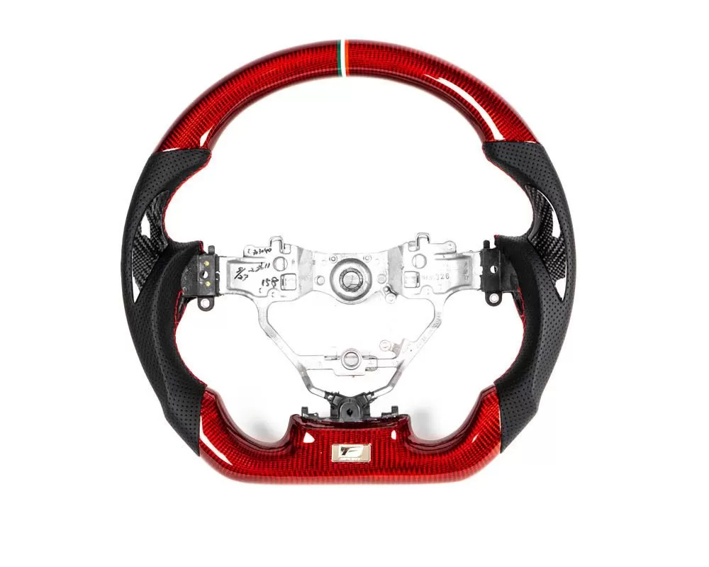 Lexus IS | GS | NX | RC | CT F Sport OEM Upgraded Steering Wheel Red Carbon Fiber Preforated Grips - VR-LX-IST-STR-WHL-RDCF