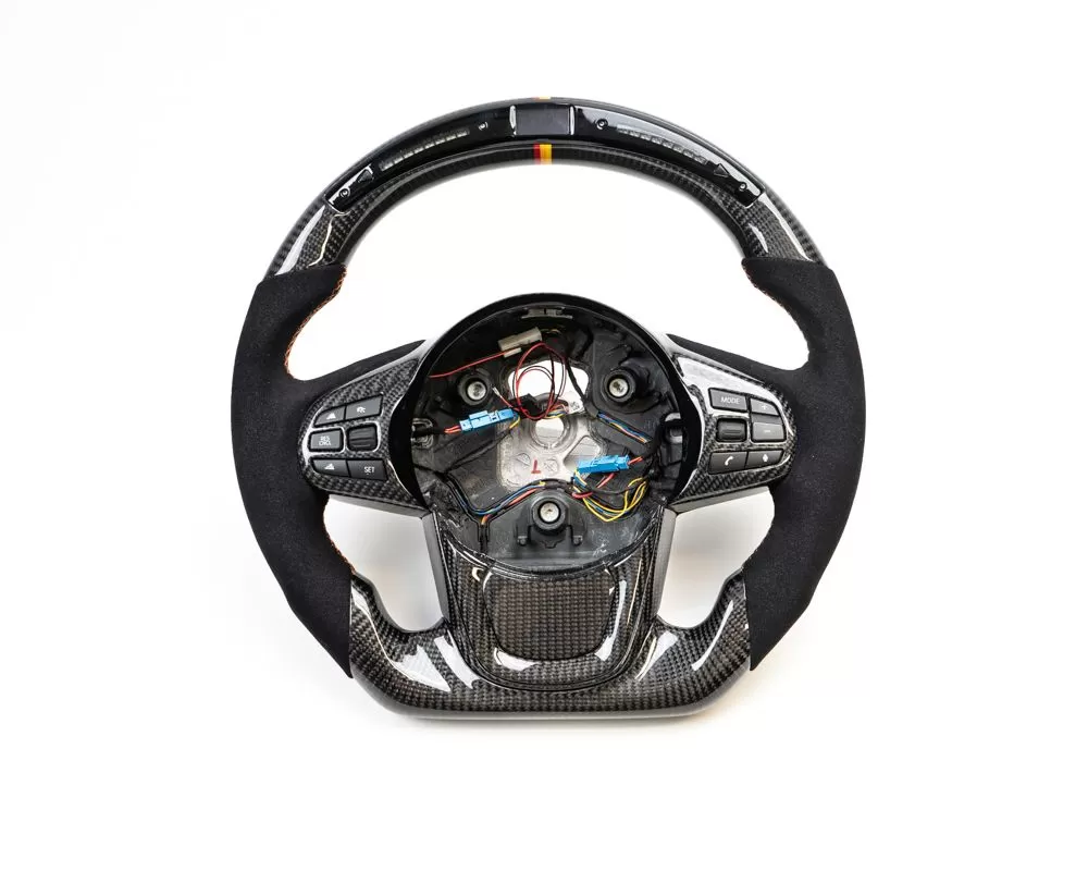 Toyota Supra A90 MKV OEM Upgraded Steering Wheel Carbon Fiber, LED Shift Light, Alcantara Grips - VR-TOYA90-STRWHL-GCTRI