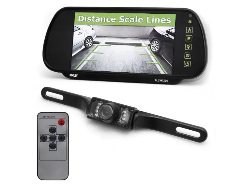 Pyle 7" Clip-on Mirror Monitor with Rearview Camera System and Night Vision LEDs - PLCM7200