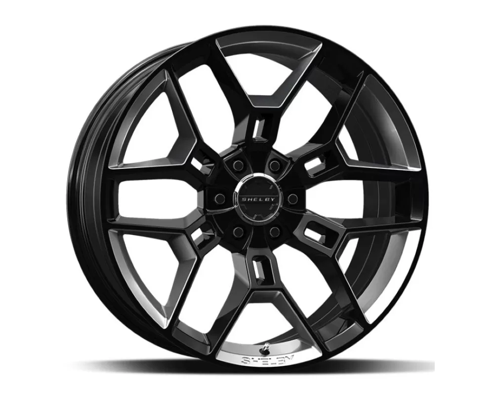 Carroll Shelby CS45 Wheel 20x9 6x135 12mm Black w/ Chrome Powder Inserts - CS45-295512-BS