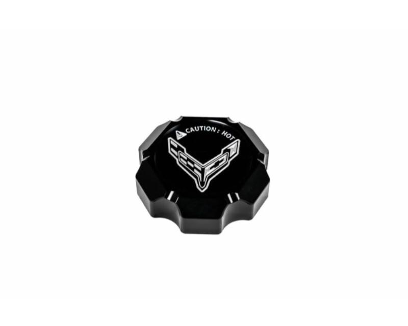 Paragon Performance Black Flag Billet Coolant Cap Cover Chevrolet C8 Corvette 2020-2023 - PP-00047BLK-GM