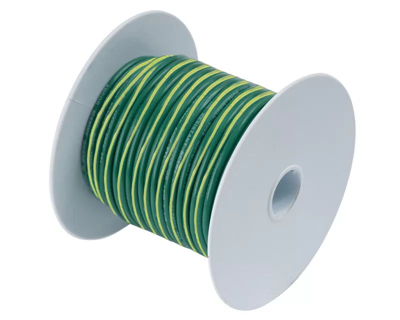 Ancor Green w/Yellow Stripe 10 AWG Tinned Copper Wire - 100 - 109310
