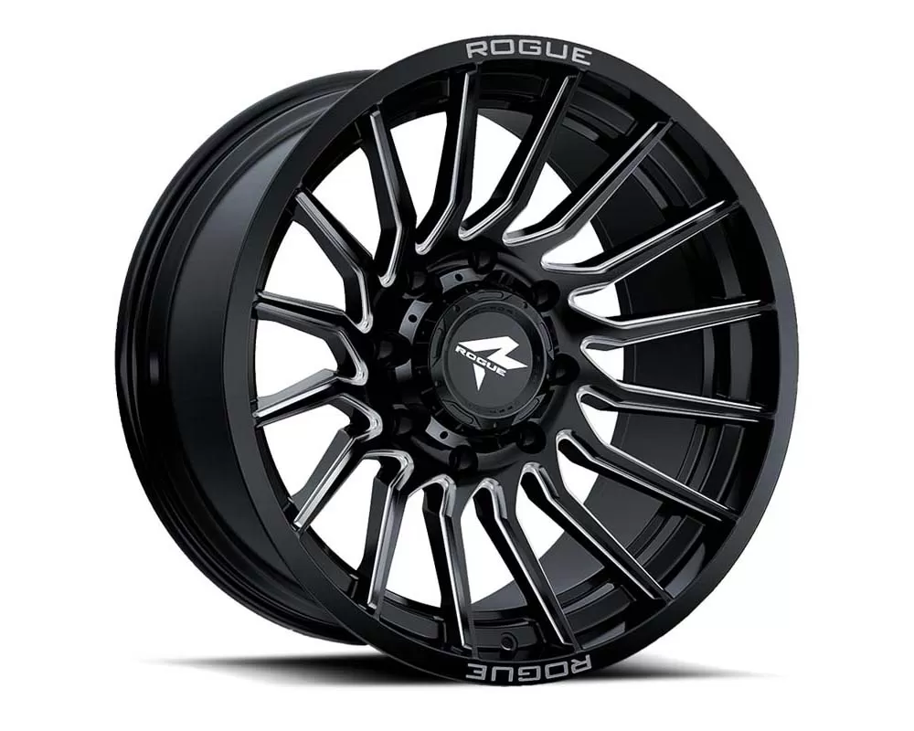 Rogue Truck Overlord 755 Wheel 20x10 5x127 -24mm Gloss Black w/Machined Face - 755BL-010127-24