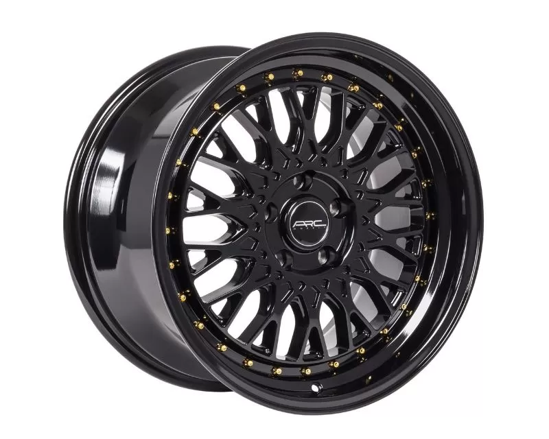 ARC Wheels AR01 17x8.5 5x108 35mm All Black Gold Rivet Wheel - AR01178551435BK-508