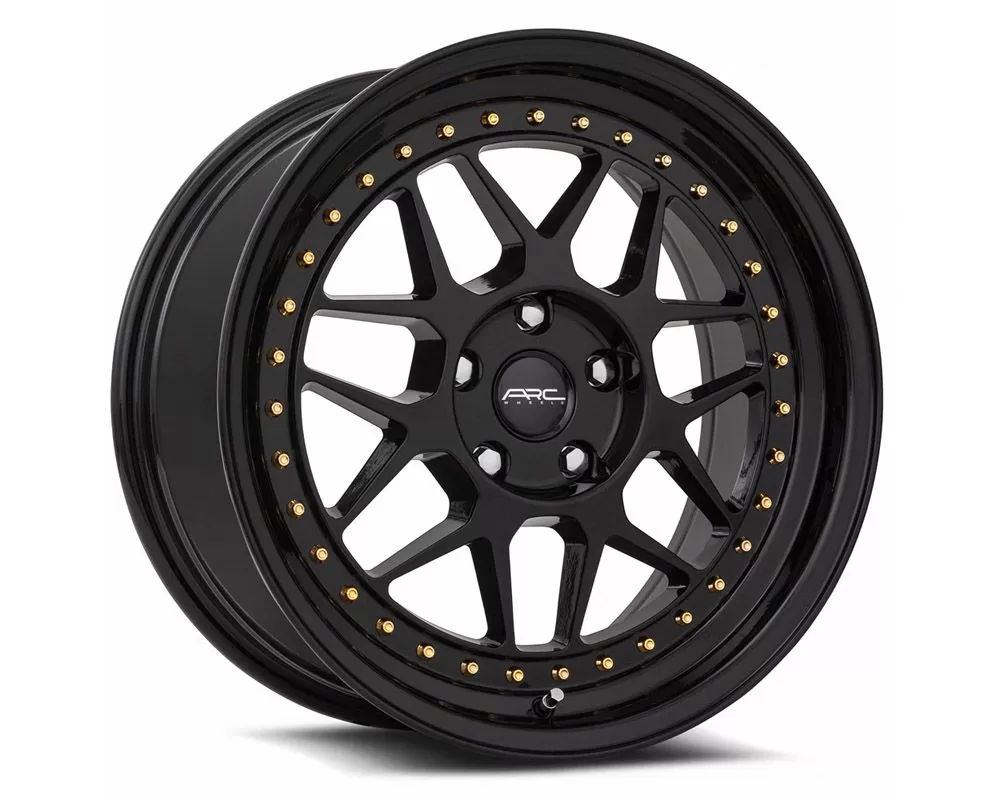 ARC AR9 Wheels 18x8.5 5x120 35mm All Black Gold Rivet Wheel - AR09188551435BK-520