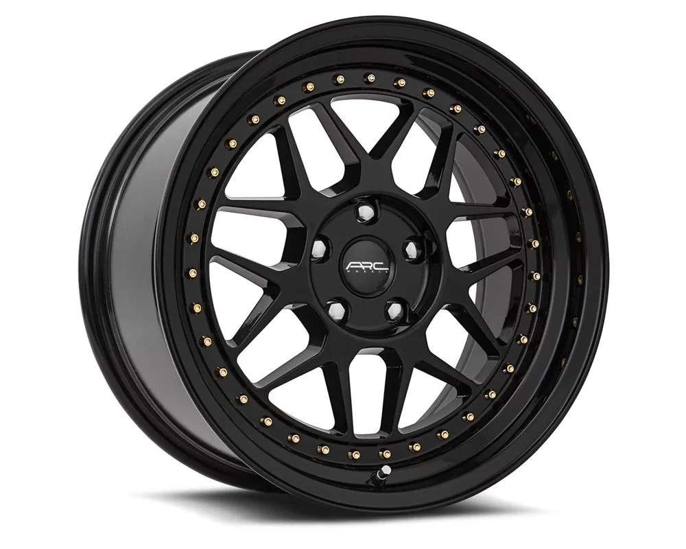 ARC AR9 Wheels 18x9.5 5x108 35mm All Black Gold Rivet Wheel - AR09189551435BK-508