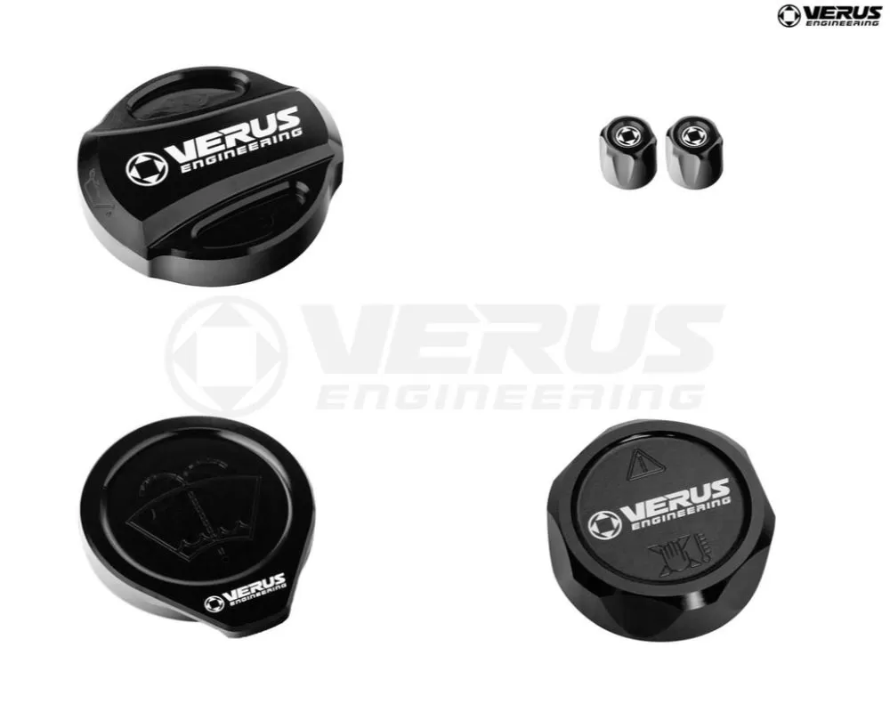 Verus Anodized Black RLS Oil Cap Engine Bay Cap Kit Ford Bronco - A0487A-BLK-RLA