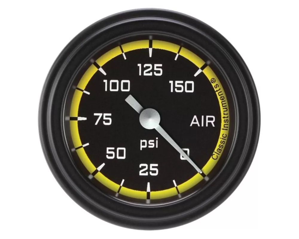 Classic Instruments AutoCross Yellow Series 2-1/8" Air Pressure Gauge - AX118YBLF