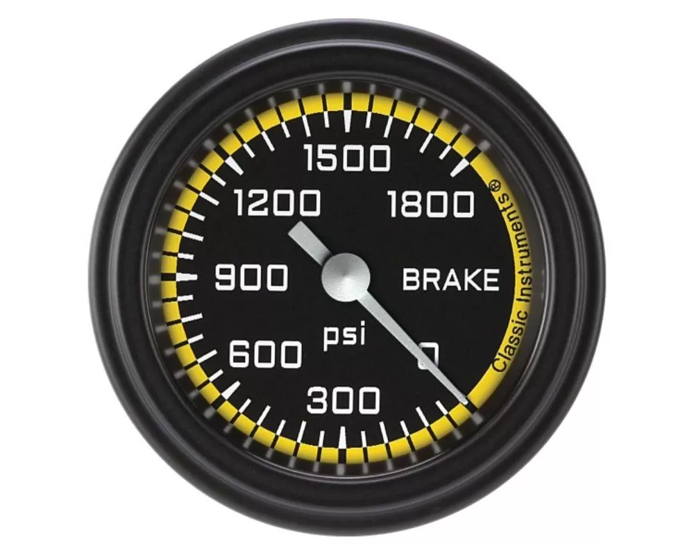 Classic Instruments AutoCross Yellow Series 2-1/8" Brake Pressure Gauge - AX167YBLF