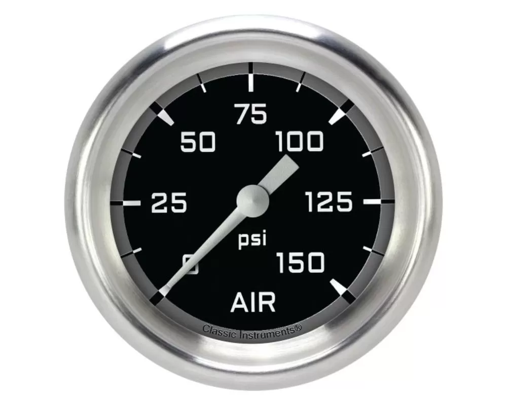 Classic Instruments AutoCross Gray Series 2-5/8" 150 PSI Air Pressure Gauge w/ Aluminum Bezel - AX318GAPF