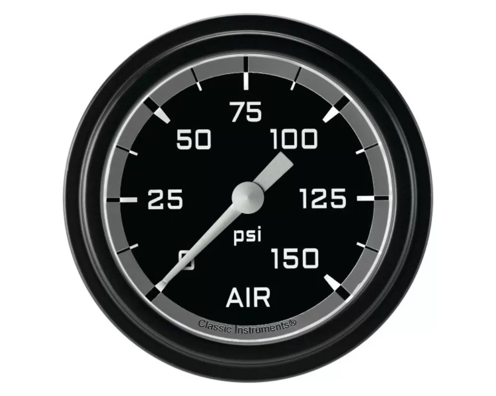 Classic Instruments AutoCross Gray Series 2-5/8" 150 PSI Air Pressure Gauge w/ Matte Black Bezel - AX318GBLF