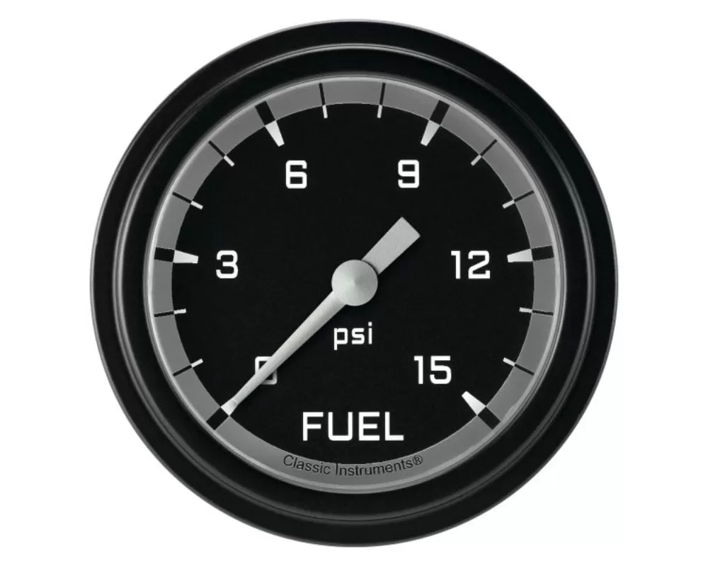 Classic Instruments AutoCross Gray Series 2-5/8" 15psi Fuel Pressure Gauge w/ Matte Black Bezel - AX345GBLF