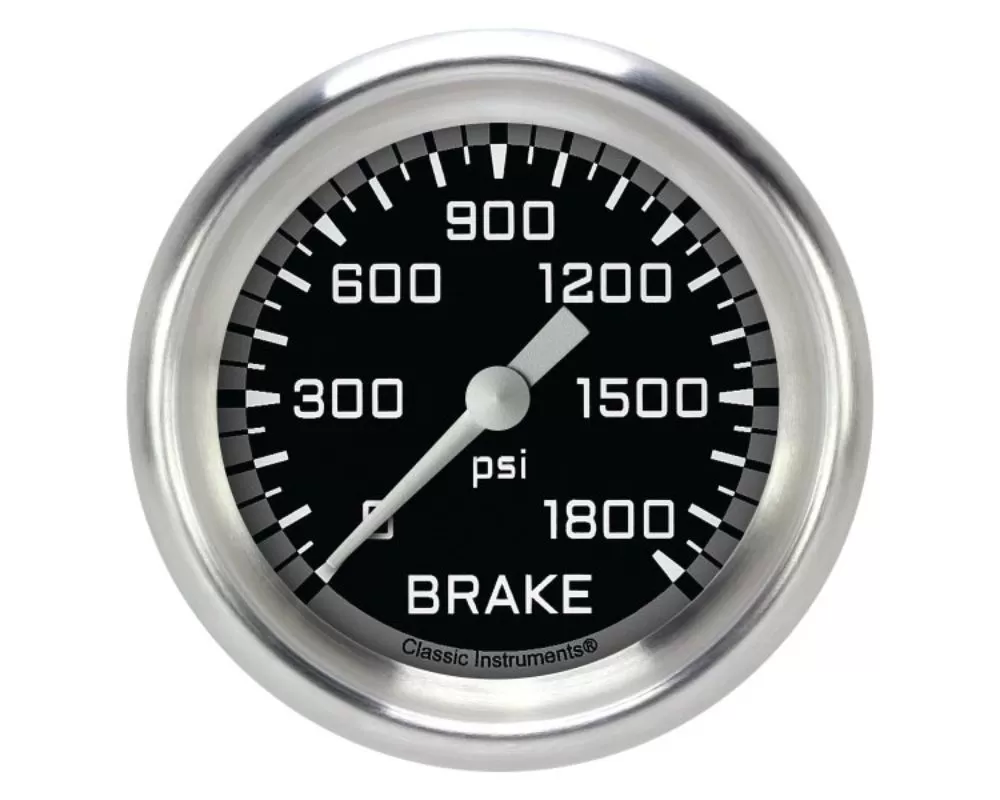 Classic Instruments AutoCross Gray Series 2-5/8" Brake Pressure Gauge w/ Aluminum Bezel - AX367GAPF