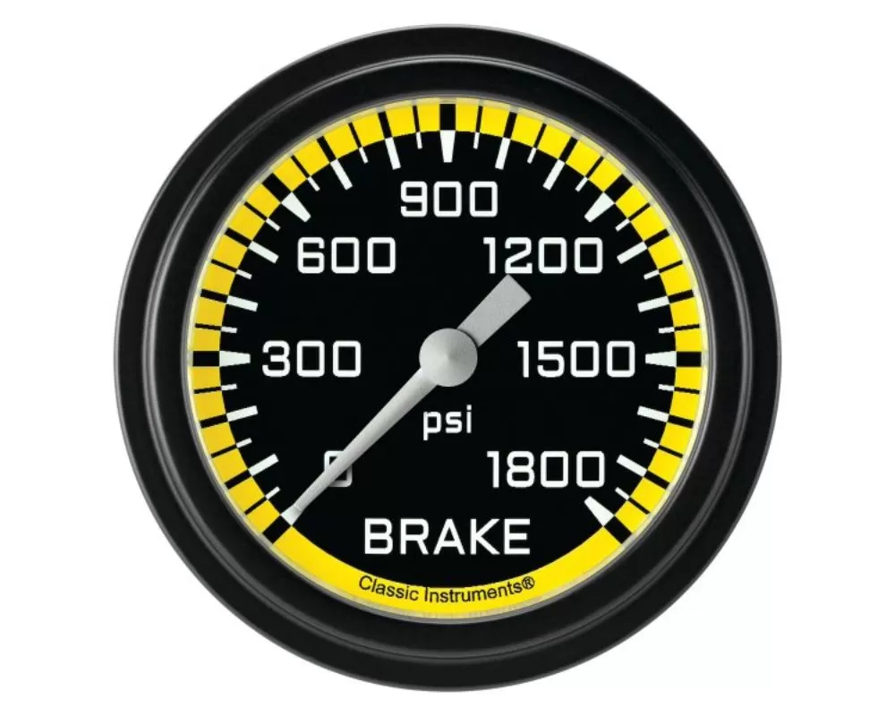 Classic Instruments AutoCross Yellow Series 2-5/8" Brake Pressure Gauge w/ Matte Black Bezel - AX367YBLF