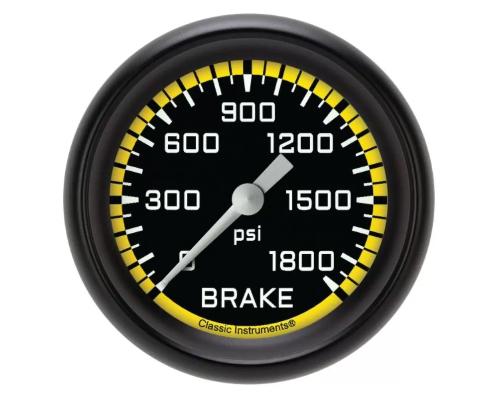 Classic Instruments AutoCross Yellow Series 2-5/8" Brake Pressure Gauge w/ Matte Black Performance Bezel - AX367YBPF
