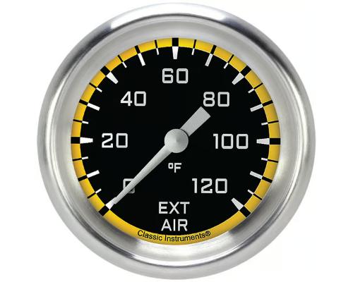 Classic Instruments AutoCross Yellow Series 2-5/8" Air Temperature Gauge w/ Aluminum Bezel - AX399YAPF