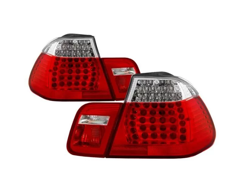 Xtune  LED Tail Lights With Red Clear Lens BMW E46 3-Series Sedan 2002-2005 - ALT-JH-BE4602-4D-LED-RC