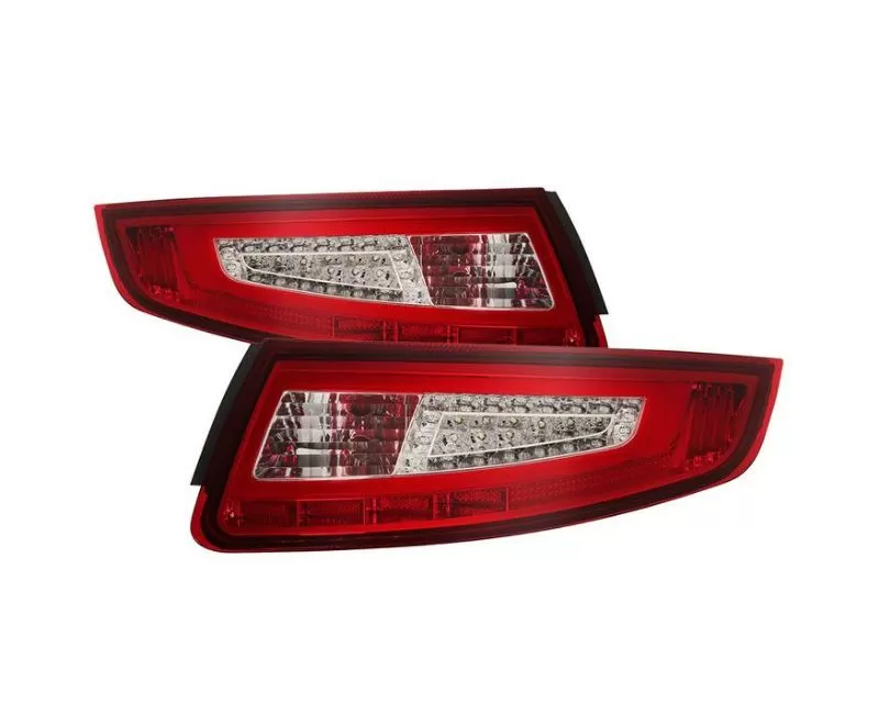 Xtune Light Bar Style LED Tail Lights With Red Clear Lens Porsche 997 2005-2008 - ALT-ON-P99705V2-LBLED-RC