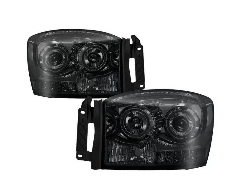 Xtune Smoked Halo Projector Headlights Dodge Ram 1500 | 2500 | 3500 2006-2009 - PRO-JH-DR06-LED-SM