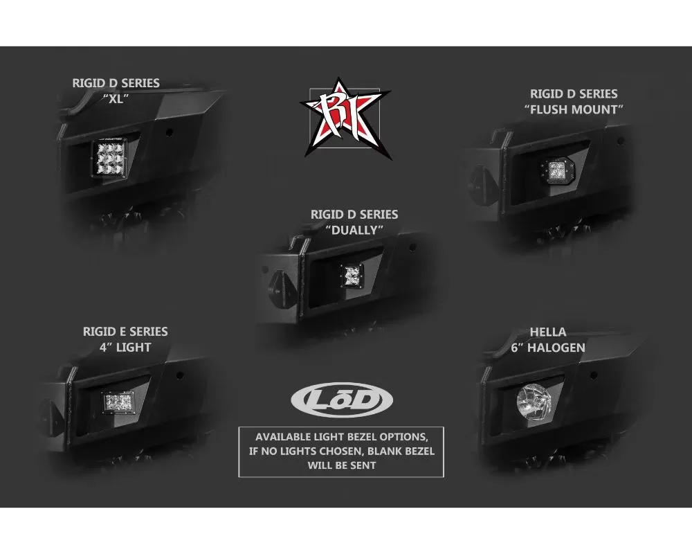 LOD Black Texture Rigid Dually 2 - Series Flush Mount Rear Bumper Light Bezels GMC 2500 | 3500 2015-2019 - GRL1002