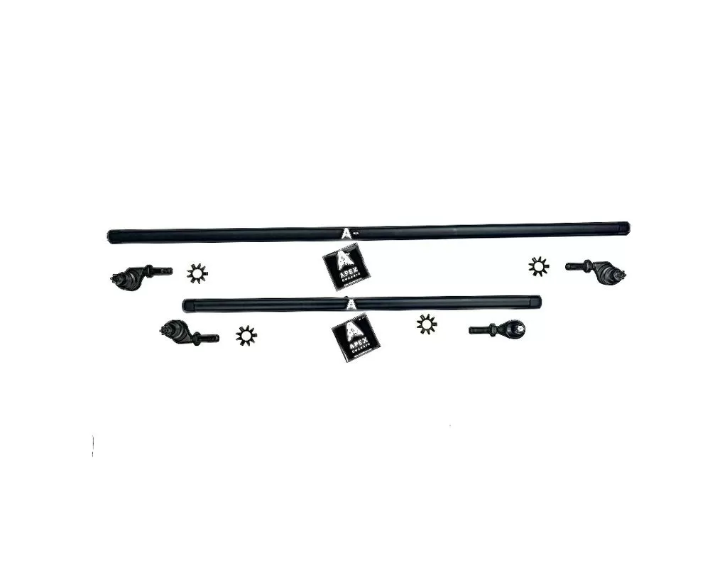 Apex Chassis 1 Ton Black Aluminum Steering Kit w/ Drag Link Flip Kit Jeep Wrangler 2007-2018 - KIT150-YesFlip