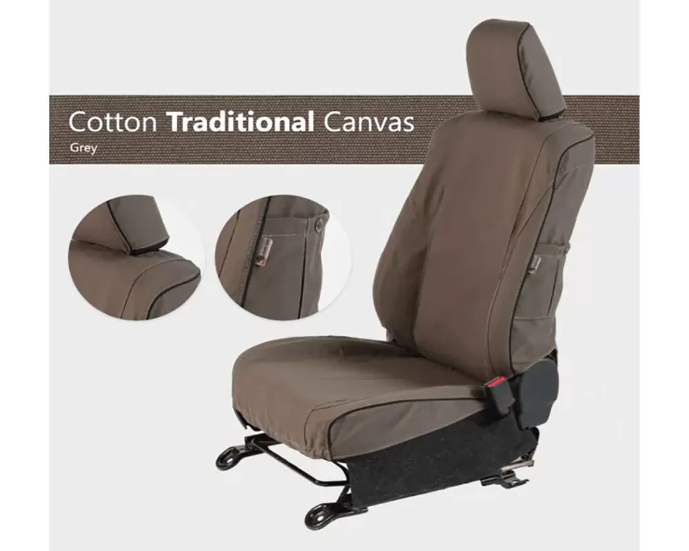 Escape Gear 2 Jumps & 60/40 Rear Bench w/ Armrest Traditional 100% Cotton Canvas Grey 2 Fronts Seat Covers w/ Airbags Toyota Prado 120 VX | Lexus GX470 2003-2009 - TPR6-CC-GR