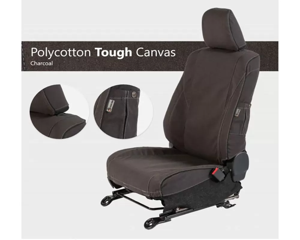 Escape Gear 2 Single Jumps Poly-Cotton Tough Cotton Canvas Charcoal 2 Fronts Seat Covers w/ Airbags Land Rover Defender 90 Station Wagon 2007+ - LDE9-PC-CH