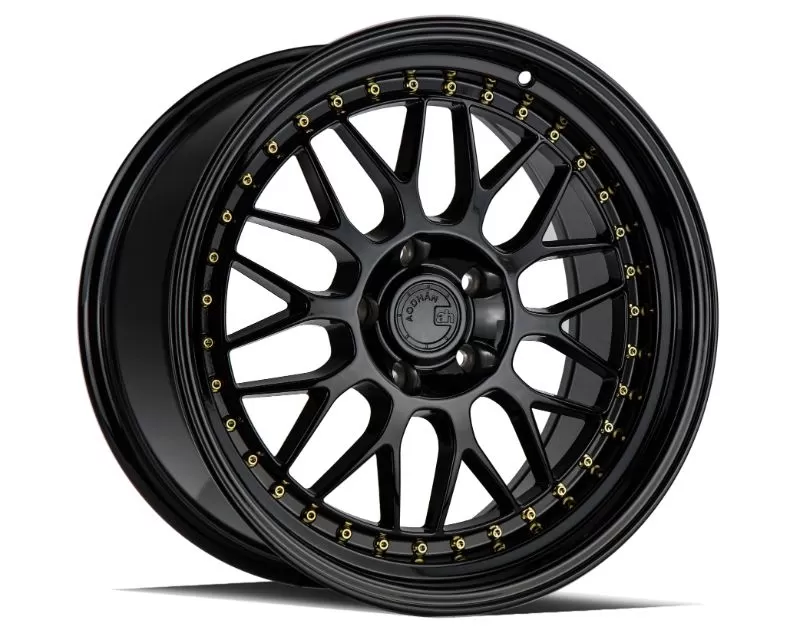 AodHan Wheels AH02 Wheel 18x9.5 5x120 35 Gloss Black with Gold Rivet - AH021895512035GB