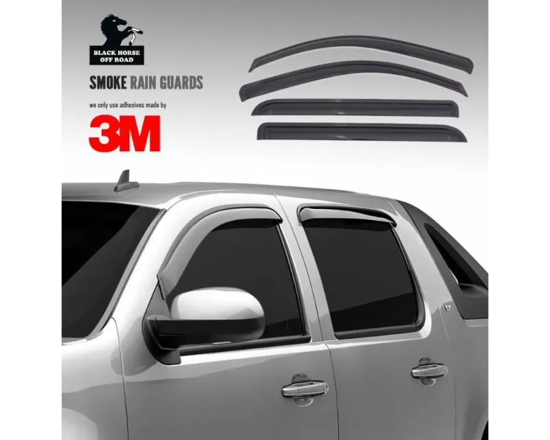 Black Horse Off Road Smoke Tape-On Rain Guards Chevrolet Silverado | GMC Sierra 2014-2019 - 14-CHSLDC-14