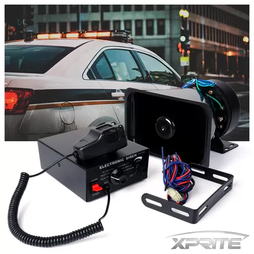 Xprite 100W 7 Tone PA System Emergency Vehicle Siren Speaker PA System with Handheld Microphone - SIREN-100W