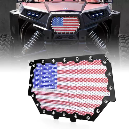 Xprite Black Steel US Flag Mesh Grille Polaris RZR 900 S | 1000 XP 2014-2018 - UTV-PG-G1-FLAG