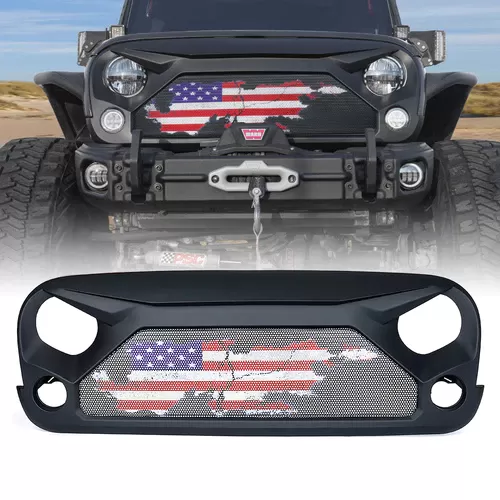 Xprite Flag Style Grille with Steel Mesh Jeep Wrangler 2007-2018 - ZS-0084K-FLAG