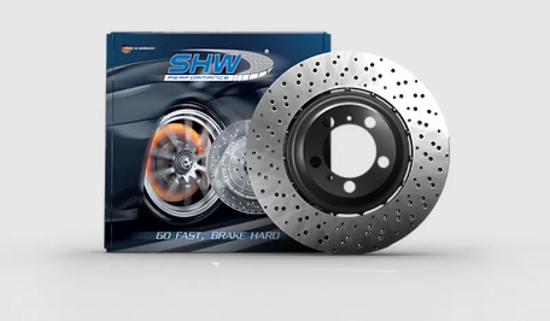 SHW Performance Excl Ceramic Brakes Front Drilled-Dimpled Lightweight Brake Rotor Audi R8 4.2L 2008-2012 - AFX44215