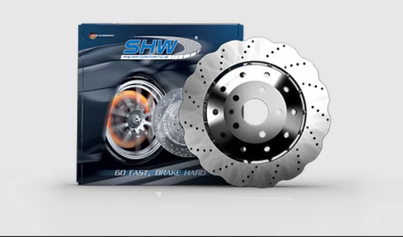 SHW Performance Excl Ceramic Brakes Front Drilled-Dimpled Lightweight Wavy Brake Rotor Audi R8 5.2L 2014-2020 - AFX48201