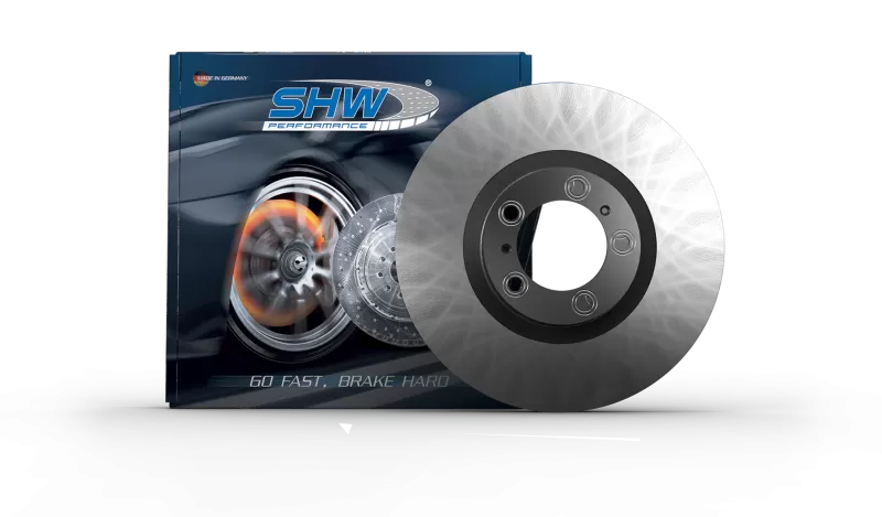 SHW Performance Black Caliper Without Ceramic Brake Left Front Smooth Monobloc Brake Rotor Porsche Panamera 4 3.0L 2017-2020 - PFL39735