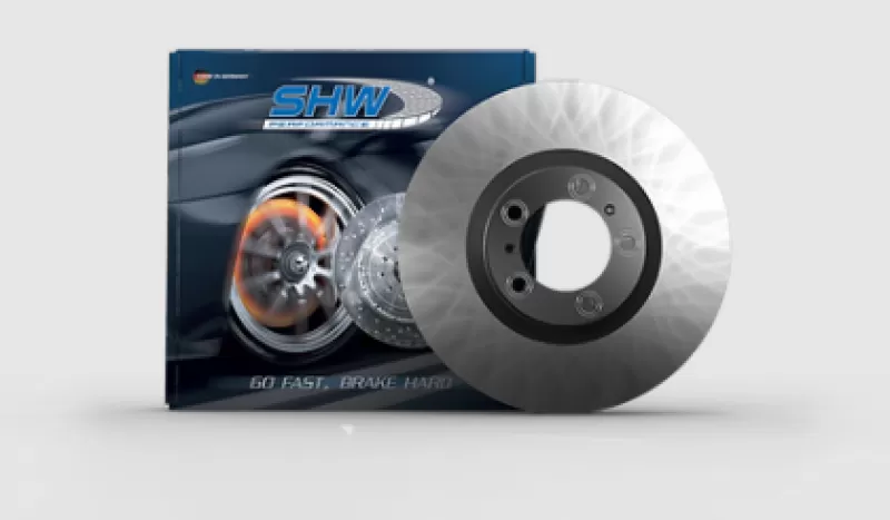 SHW Performance Black Caliper With Code 1KF | 18in Wheel Left Rear Smooth Monobloc Brake Rotor Porsche Panamera 4 3.0L 2017-2020 - PRL39923