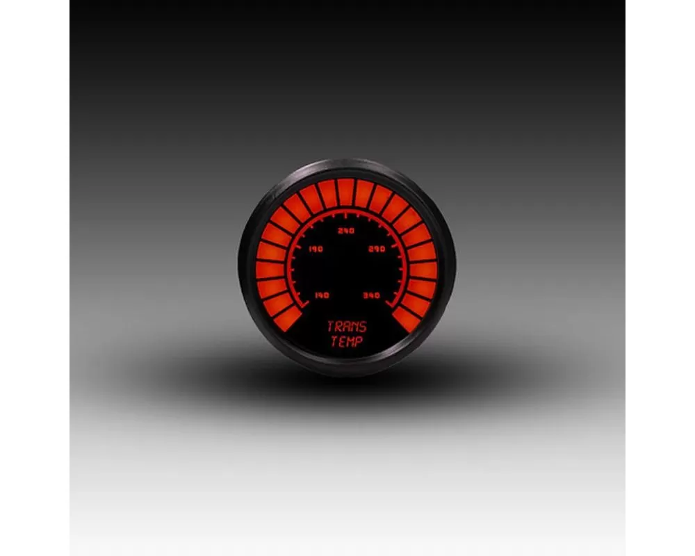 Intellitronix 2 1/16" 140-340 Degrees F Black Bezel Red LED Analog Bargraph Transmission Temperature Gauge - B9107R