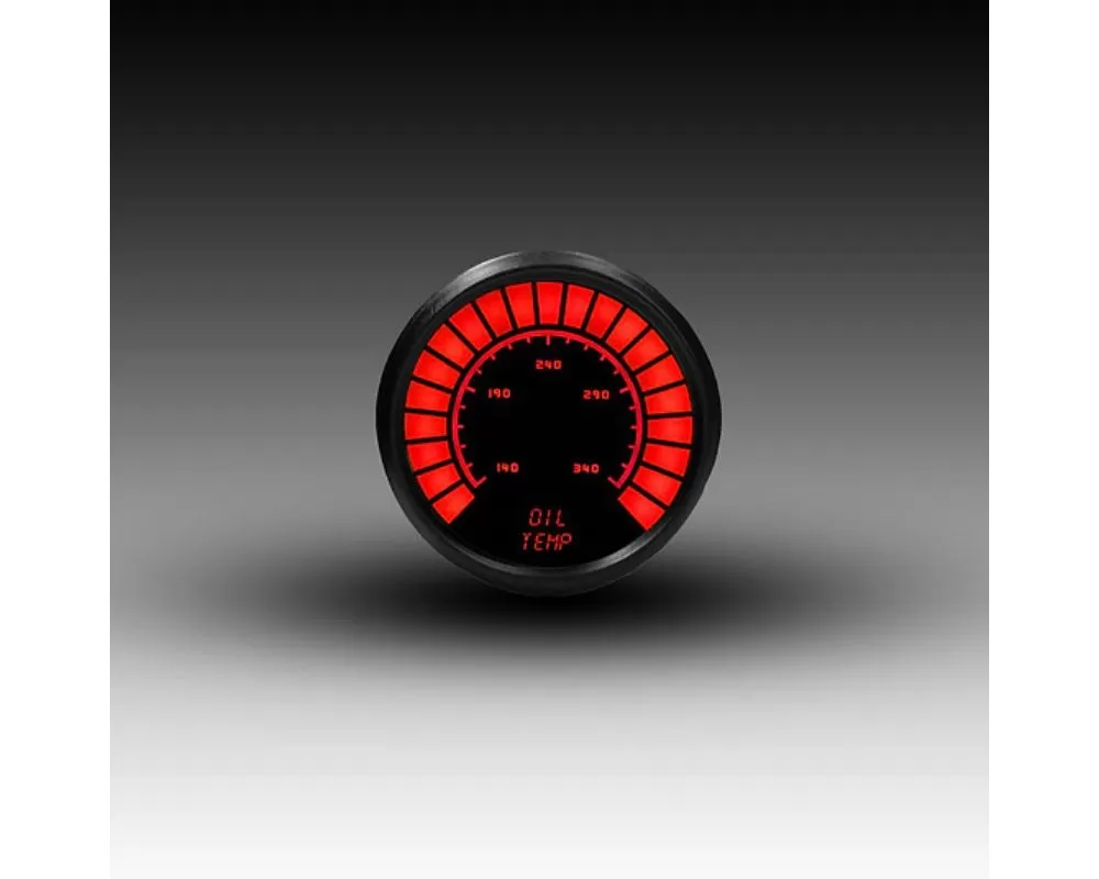 Intellitronix 2 1/16" Black Bezel Red LED Analog Bargraph Oil Temp Gauge - B9108R