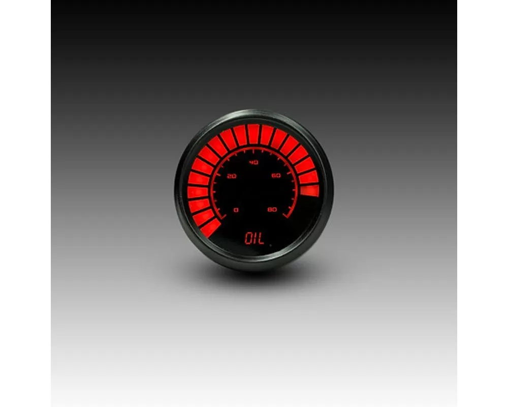 Intellitronix 2 1/16" 0 to 80 PSI Black Bezel Red LED Analog Bargraph Oil Pressure Gauge - B9114R
