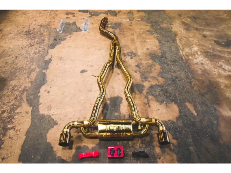 Valvetronic Designs 2 Single Wall Tips Anodized Gold Valved Sport Exhaust System Toyota Supra A90 | A91 2020+ - TOY.A90.VSES.AG
