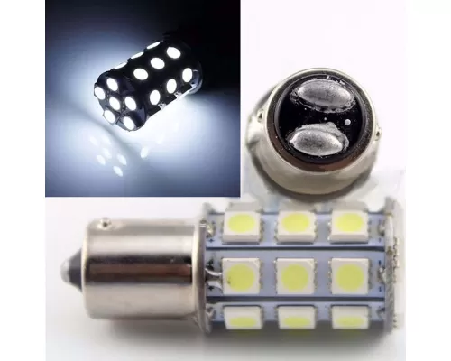 Octane Lighting 27 SMD White LED Tail Light Brake Stop Turn Signal Lamp 12 Volt Bulbs Pair - OL-1157-27-W