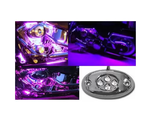 Octane Lighting 1Pc Purple LED Chrome Accent Module Motorcycle Chopper Frame Neon Glow Light Pod - OL-POD-CH-PU