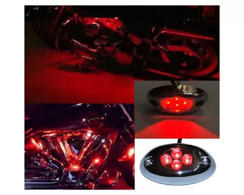 Octane Lighting 1Pc Red LED Chrome Accent Module Motorcycle Chopper Frame Neon Glow Light Pod - OL-POD-CH-R
