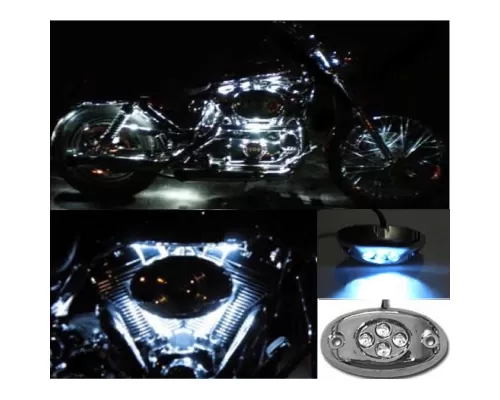 Octane Lighting 1 Pc White LED Chrome Modules Motorcycle Chopper Frame Neon Glow Lights Pods Kit - OL-POD-CH-W