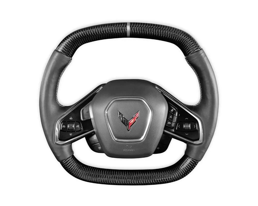 Drake Muscle Cars Streering Wheel-Carbon Fiber with Leather Grips Chevrolet C8 Corvette Stingray 2020-2024 - CV950-25
